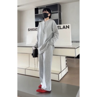 正品诗歌兰2026春款女装T5897时髦慵懒风简约半拉链卫衣运动套装