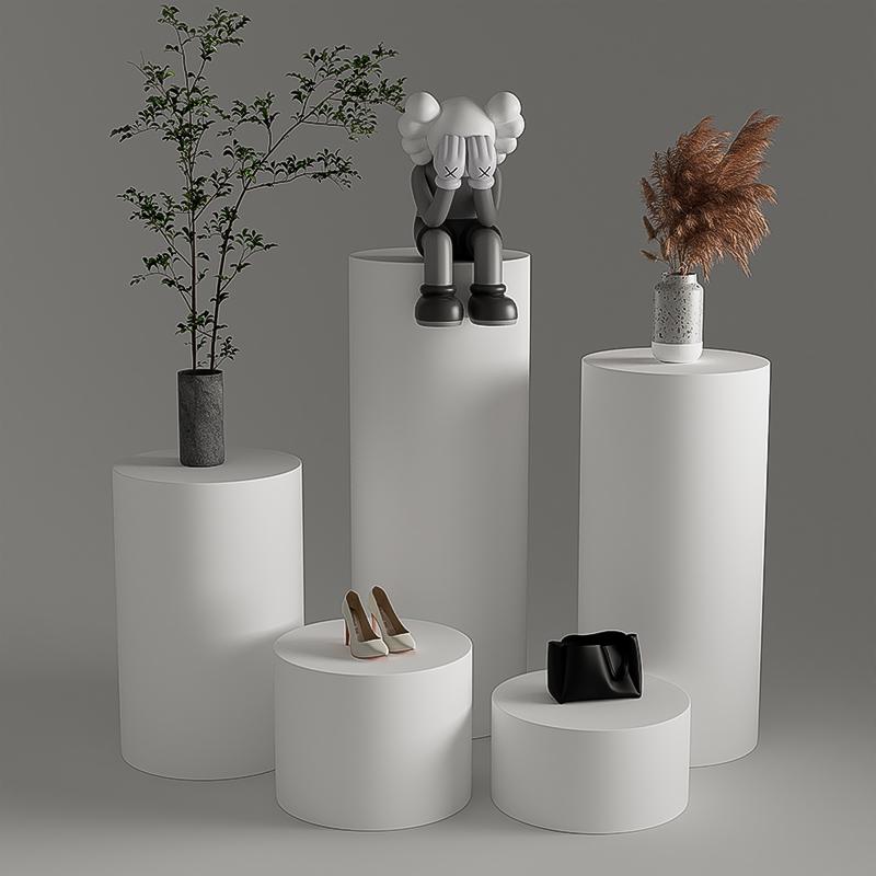 展示台服装店橱窗模特圆形高低地台底座直播摄影地台中岛陈列展台