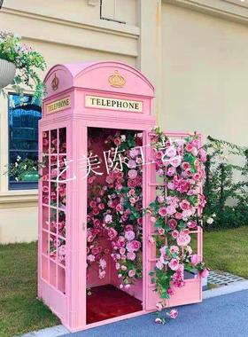 定制复古纯手工英伦电话亭模型网红打卡双层巴士咖啡馆美陈装饰品