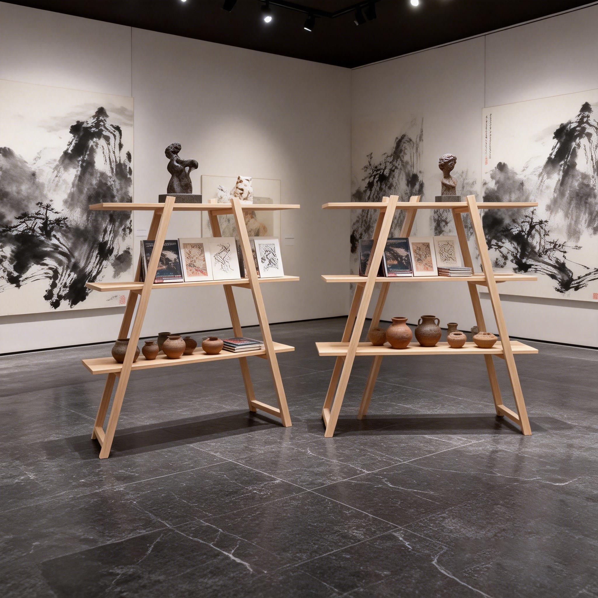 实木阶梯展示架多层收纳展览会陈列柜店铺装饰品商场展示柜收纳架