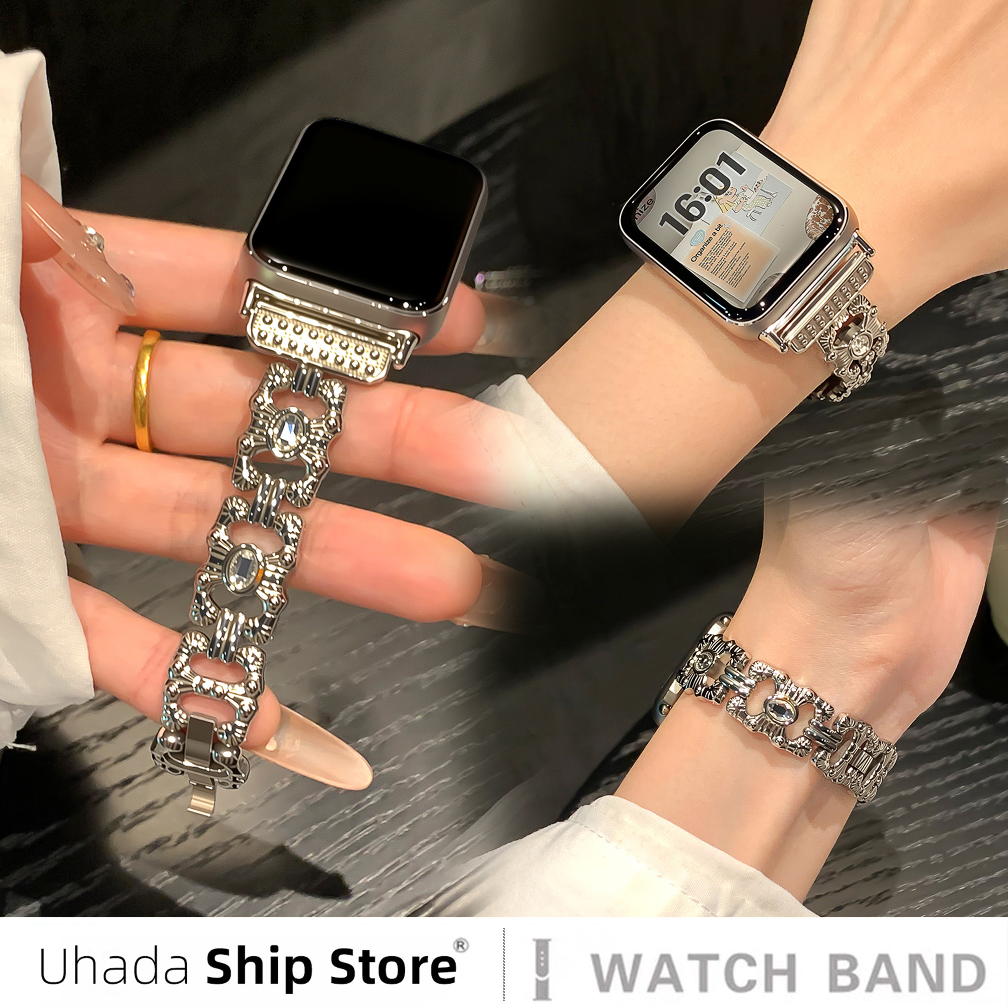 uhada适用小米手环9pro表带8pro腕带新款金属鎏金晶钻魅影时尚女生ins风小米手环8pro表带个性小香风夏天表带,智能设备,智能手表手环表带/腕带,淘宝优惠券,粉丝福利购,淘宝优惠卷