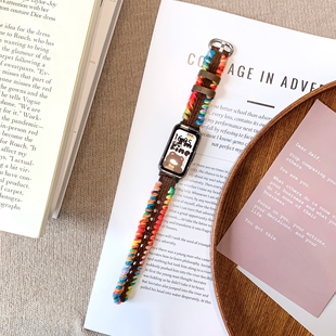 uhada适用华为手环10表带新款 华为手环8表带 彩虹缠线多巴胺智能华为手环9表带秋冬女编织荣耀6pro小红书同款