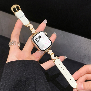 uhada适用小米手环9/10pro表带秋冬星月拼皮小米手环8pro小红书同款智能女款小米手环7pro腕带创意拼皮替换带