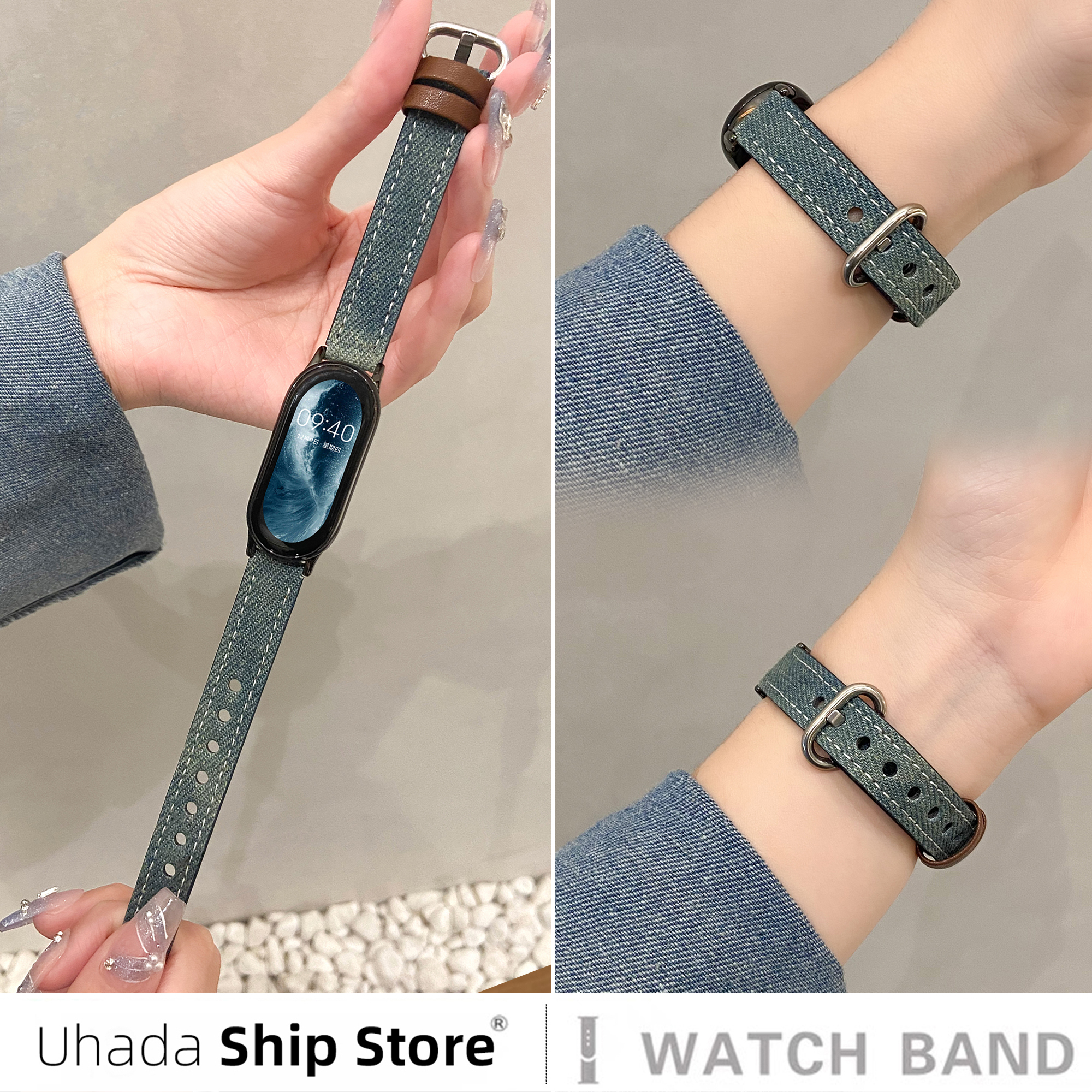 UhADa适用小米手环表带牛仔晕染