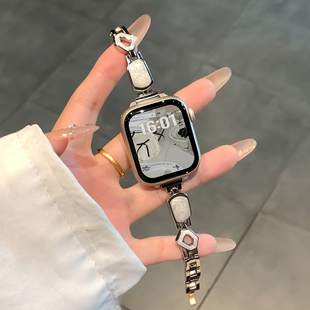 小众手链 fit2小红书同款 uhada适用华为fit4表带新款 鎏金细闪金属滴胶手表链智能高级华为fit3手表表带女生款