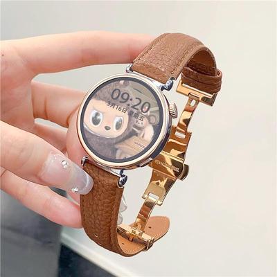 韩系慵懒风荔枝纹金属蝴蝶扣表带