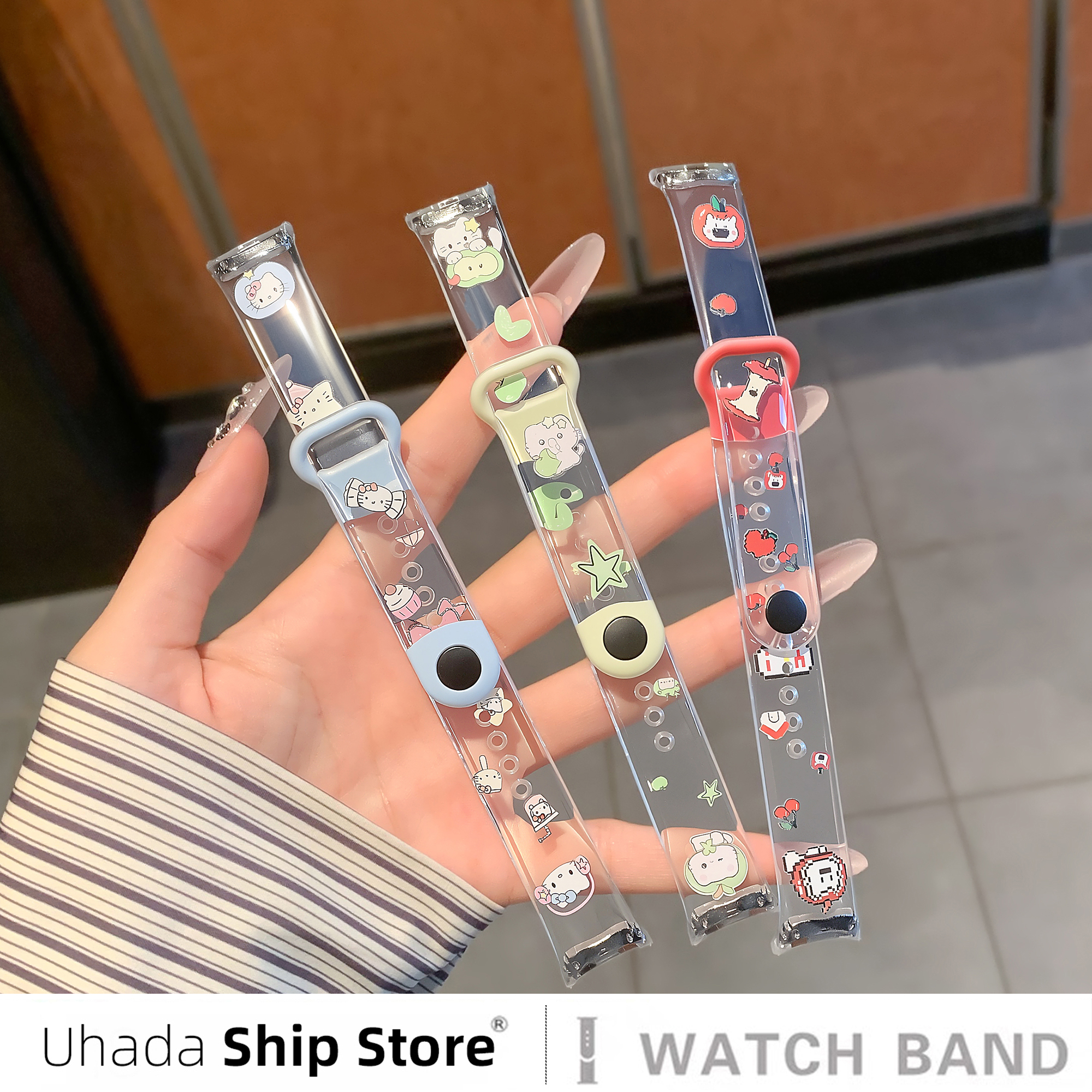 适用小米手环10全透硅胶印花表带