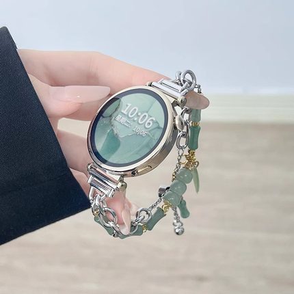 uhada适用华为gt4表带新款新中式古风【双排链绿竹】gt4男女专用gt6智能watch4/3pro手表带高级荣耀gs3夏表带