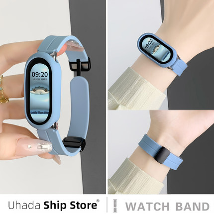 uhada适用小米手环10表带小蛮腰双色硅胶磁吸小米手环8/9表带多巴胺小红书同款夏天小米手环9/8pro休闲女表带