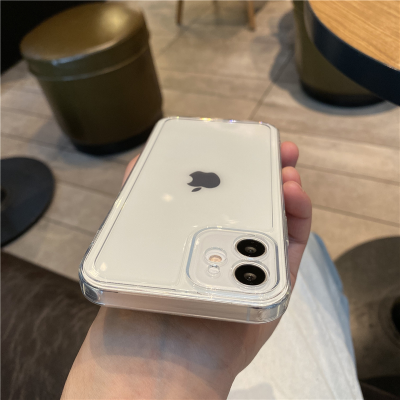 透明白色简约适用iphone11手机壳直边苹果12手机套13pro全包边12