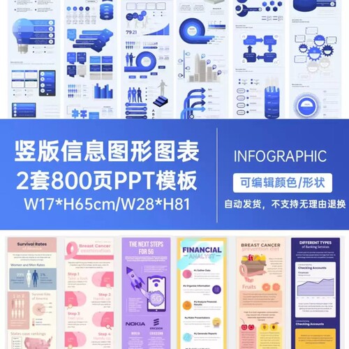 留学作业常用竖版infographic信息图形图表组件PPT模版