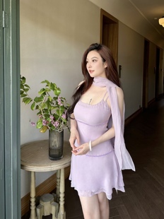 梦里花 原389 紫色吊带裙 现货清仓 baipang