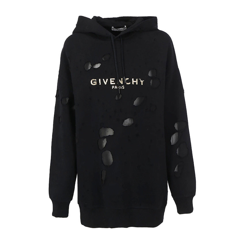 Givenchy纪梵希 黑色女士连帽卫衣长袖套头衫棉质春秋女装