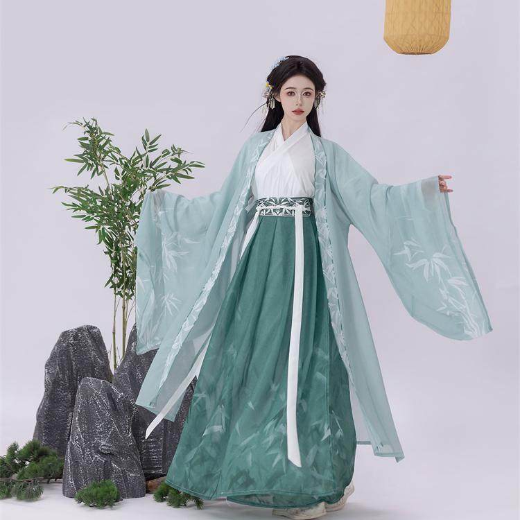 魏晋制汉服女大袖交领齐腰襦裙
