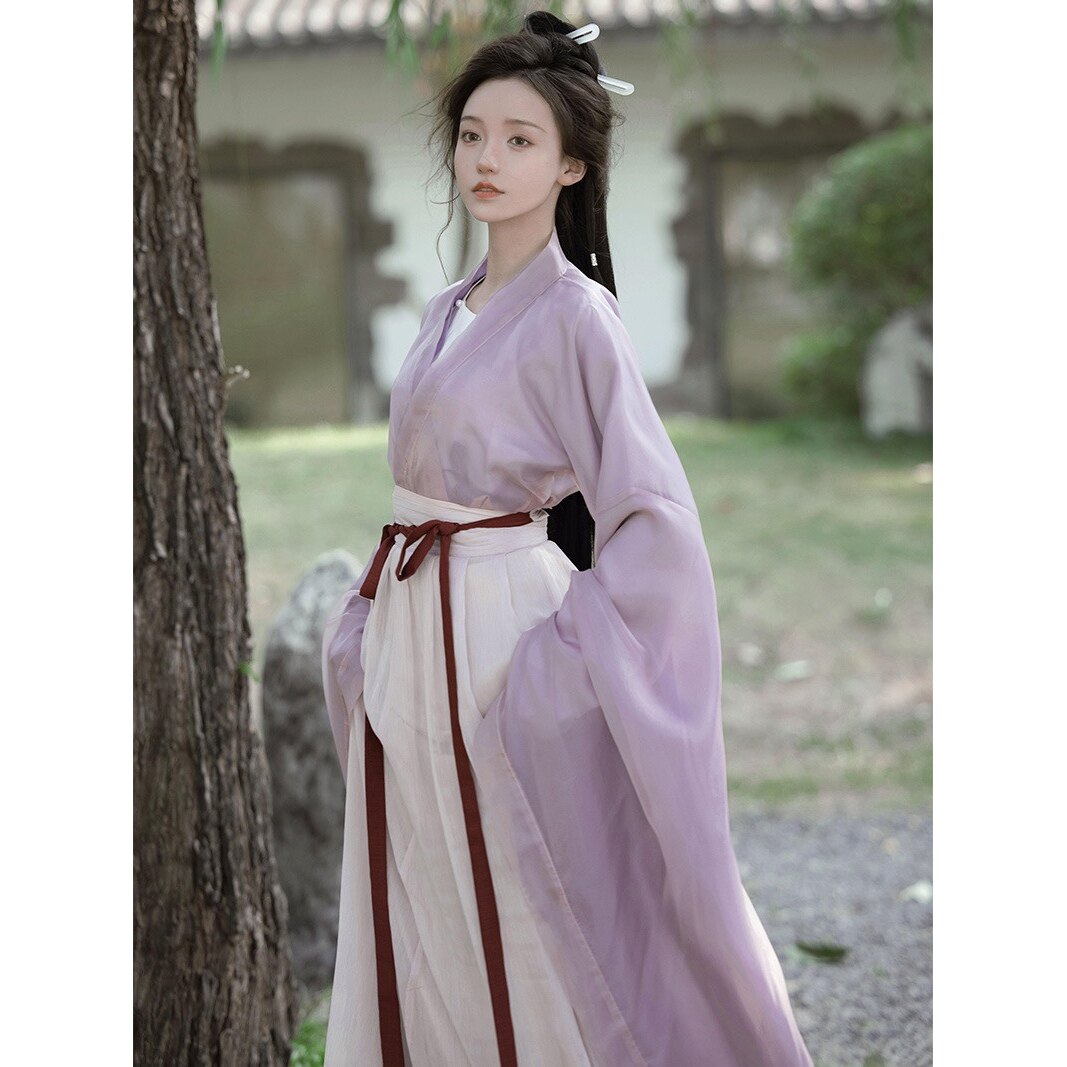 [流烟]魏晋风南北朝汉服女紫粉大袖襦上班穿汉元素古风广袖流仙裙