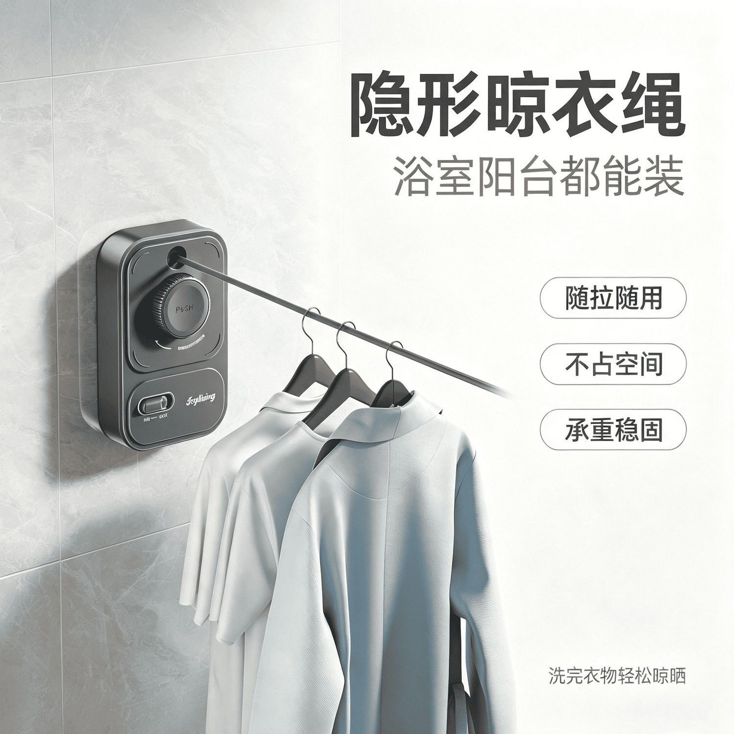 免打孔吸盘伸缩便携晾衣绳图片