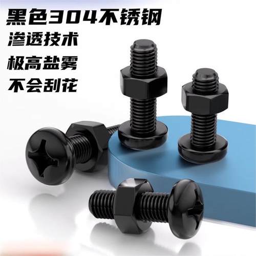 黑色304不锈钢螺丝螺母套装十字