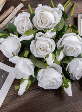 绒布相思玫瑰仿真花假花婚庆用品家居装饰绢花MW03334