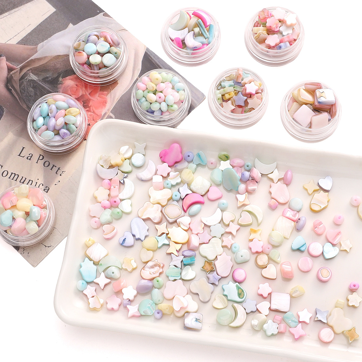 天然贝壳DIY手工彩珠配件