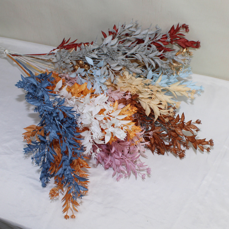 带叶满天星绿植仿真花枫叶婚礼布置金银花婚庆家居装饰