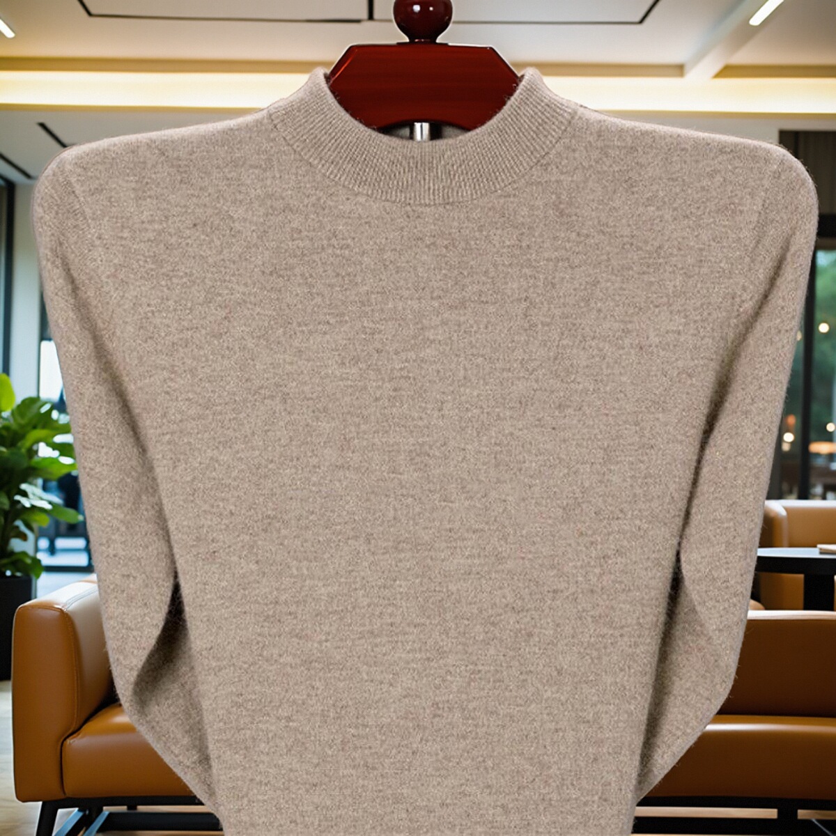 加厚男士秋冬季中老年保暖男半高领打底针织羊毛衫纯色爸爸装毛衣