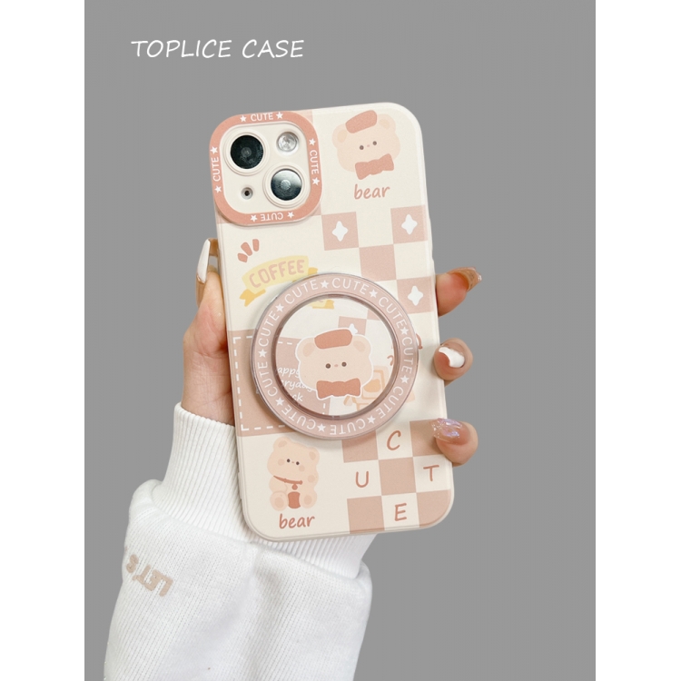 日韩卡通咖啡熊磁吸支架适用三星A54手机壳A53保护A71套A81硅胶galaxyA23全包A50s防摔新款samsungA25外壳