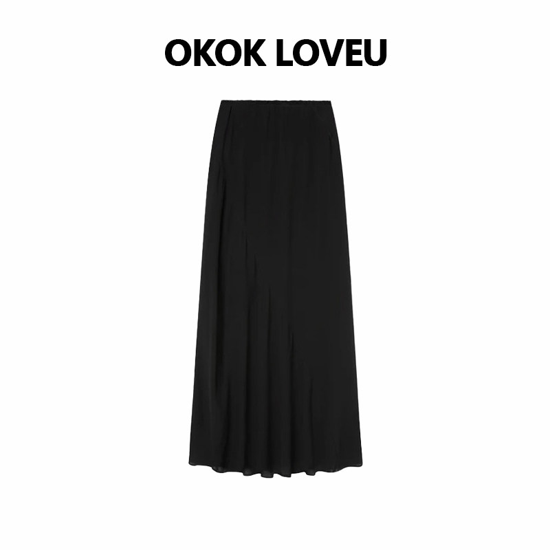 OKOK LOVEU“简约优雅”早春穿搭黑色轻薄哑光雾感气质鱼尾半身裙,女装/女士精品,半身裙,淘宝优惠券,粉丝福利购,淘宝优惠卷