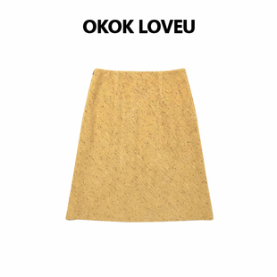 彩点肌理微A提花半裙韩系少女质感半身裙 春日亮色 OKOK LOVEU
