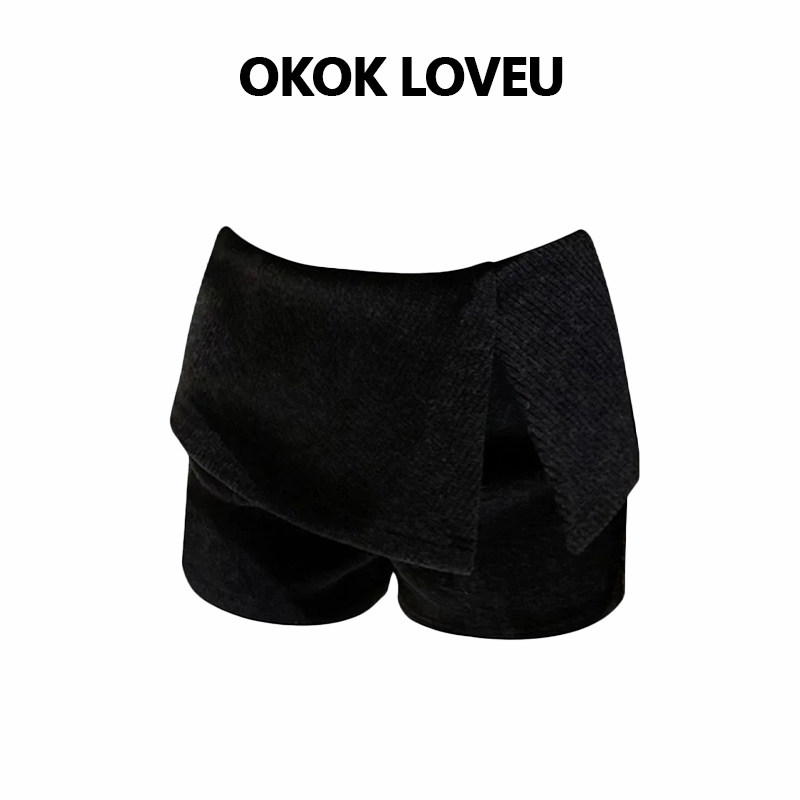 绒芯手札 假两件毛呢开叉休闲短裤女冬2025新款修身显瘦低腰裤子,女装/女士精品,休闲裤,淘宝优惠券,粉丝福利购,淘宝优惠卷