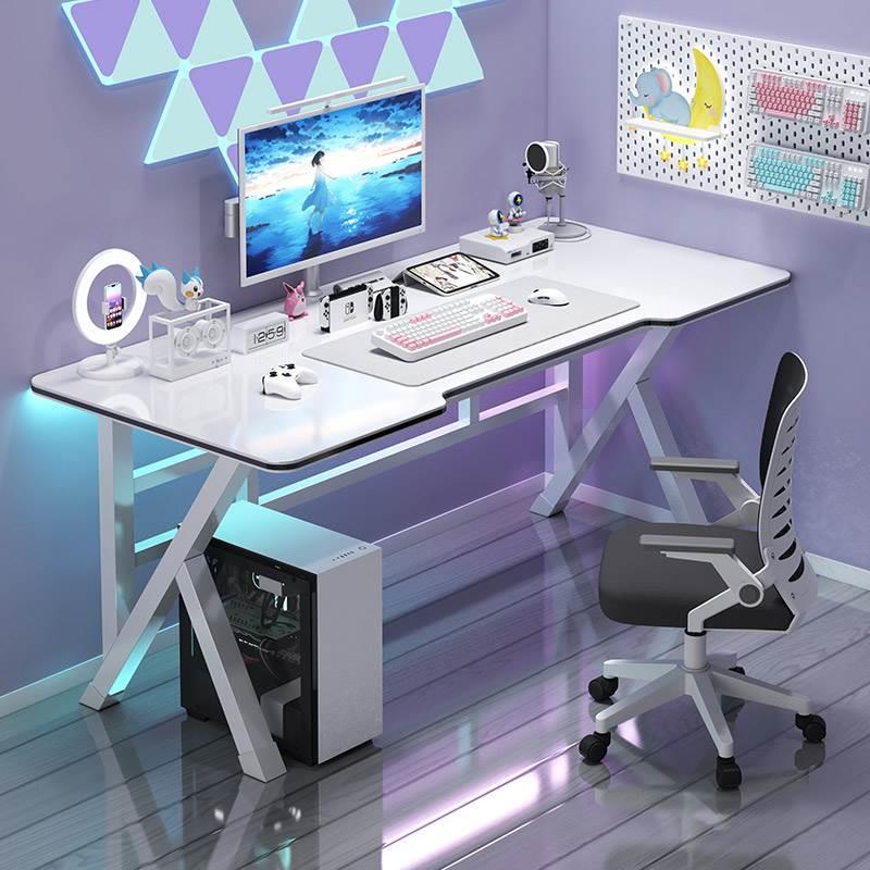 台式电脑桌白色电竞桌网红主播专用直播简易卧室桌子家用桌椅套装