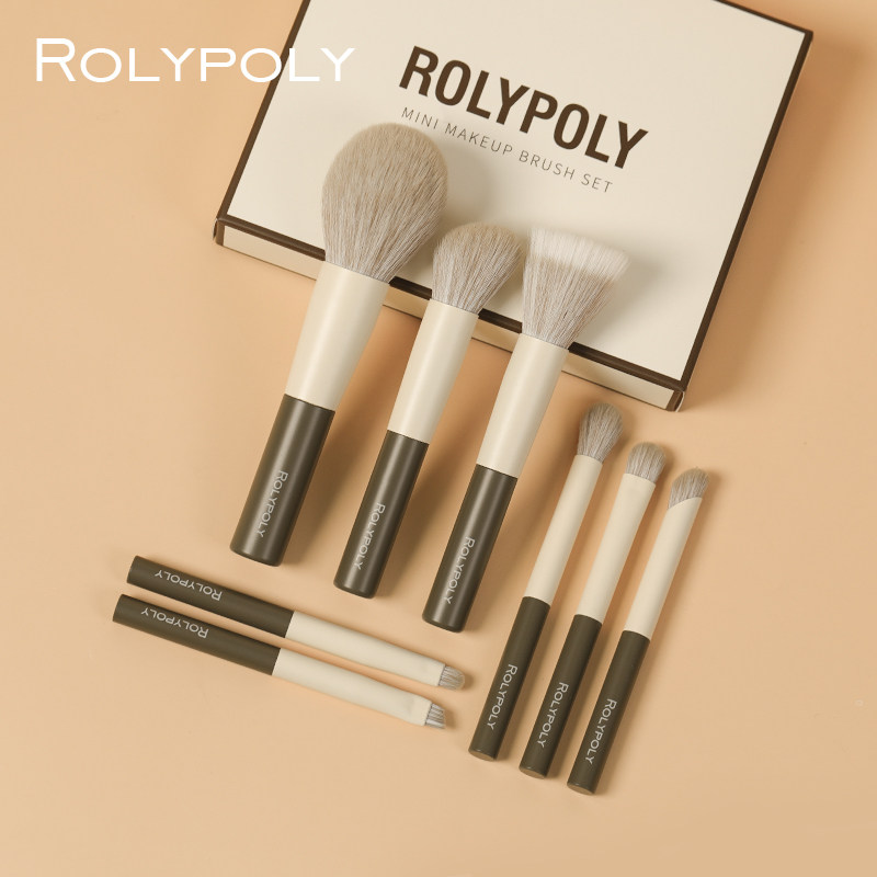 ROLYPOLY迷你化妆刷套组可携式小套旅行刷子mini眼影刷短柄软散粉