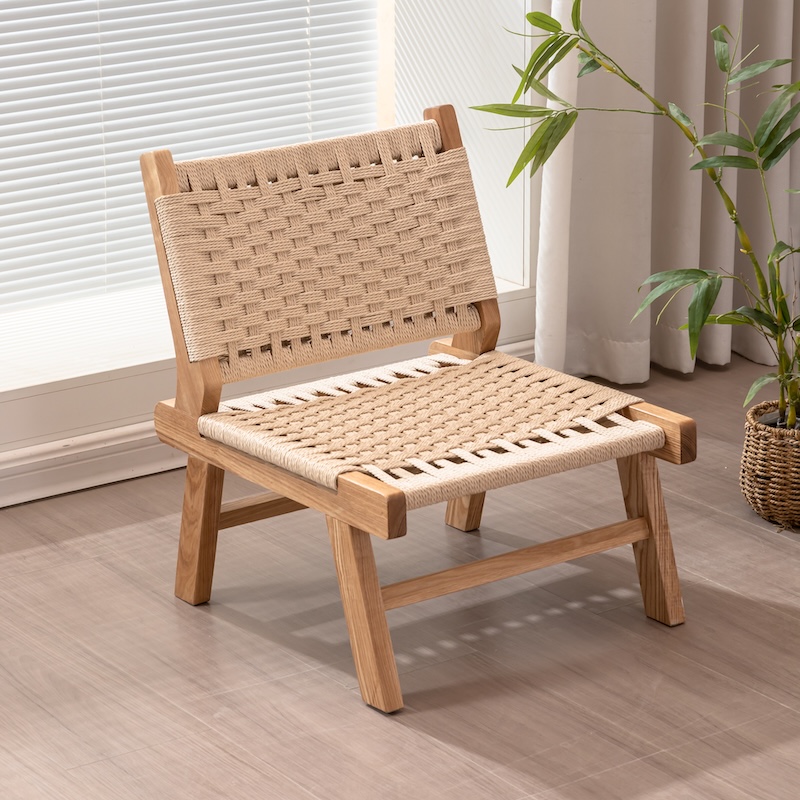 侘寂风藤编矮椅子透气舒适