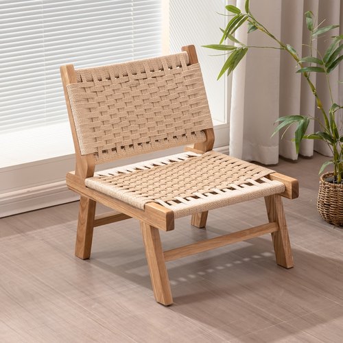 侘寂风藤编矮椅子透气舒适