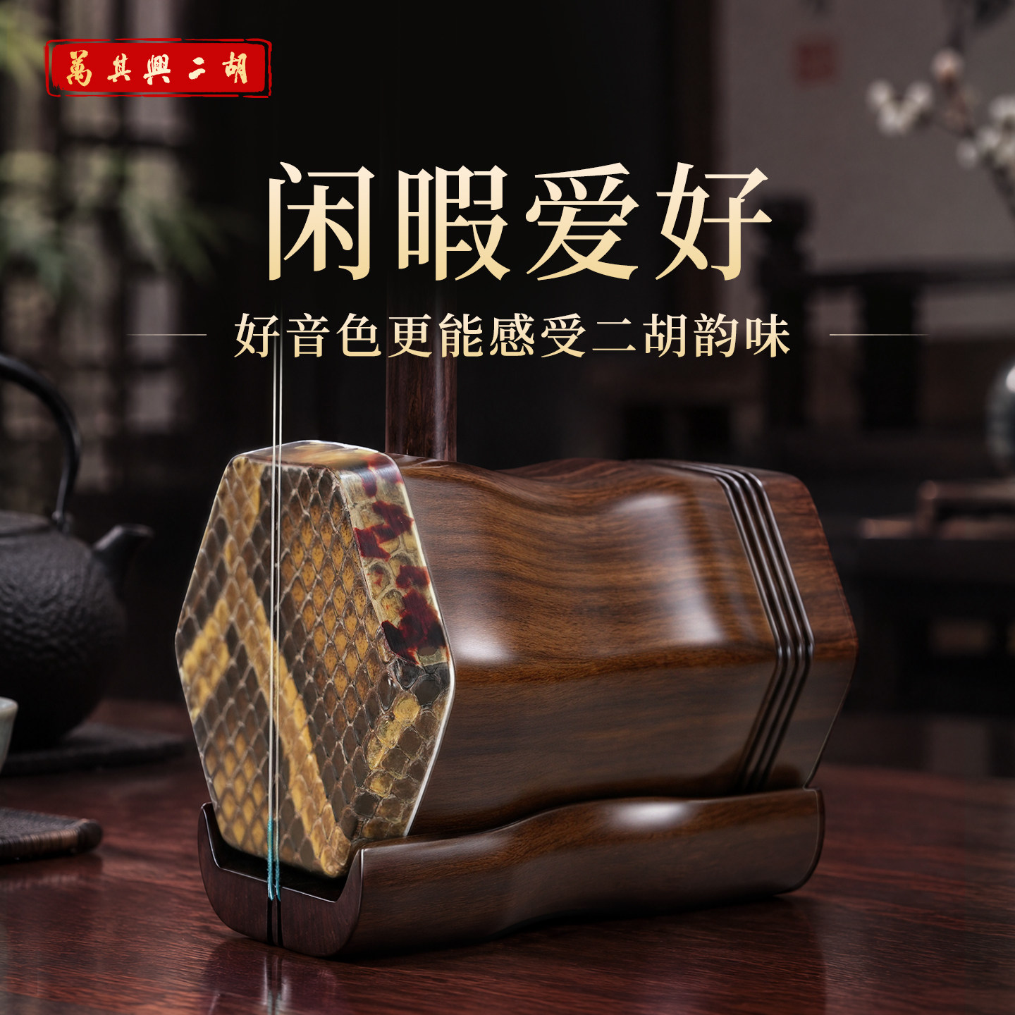 万其兴二胡乐器初学者入门老年人小学生考级十大名牌二胡厂家直销