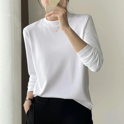 高级感小半高领长袖t恤女