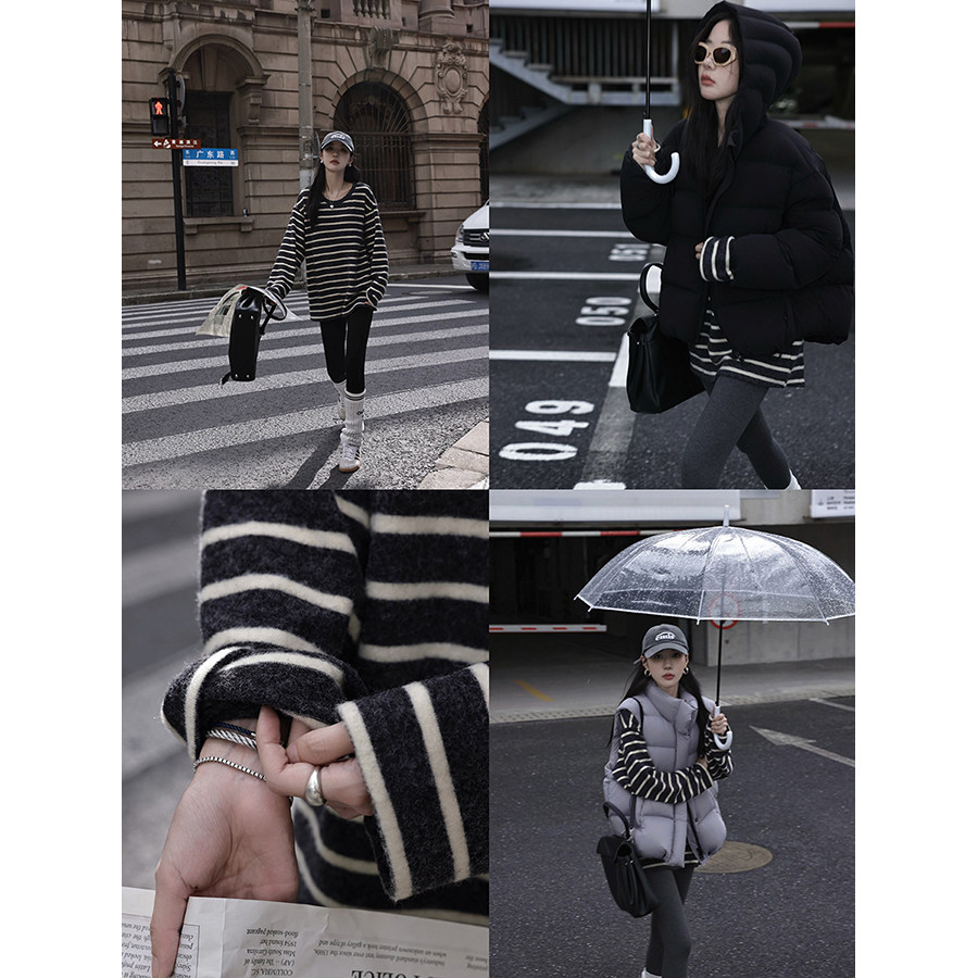 张贝贝ibell日系撞色条纹