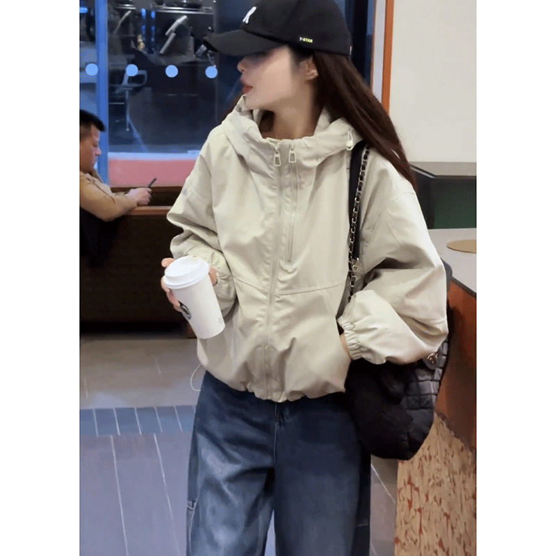 双拉炼 炼 连帽夹棉加厚短外套女秋冬季新款小个子宽松显瘦冲锋衣