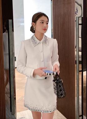 加比gaby小众设计感娃娃领钉钻长袖上衣外套名媛冬季新款女装