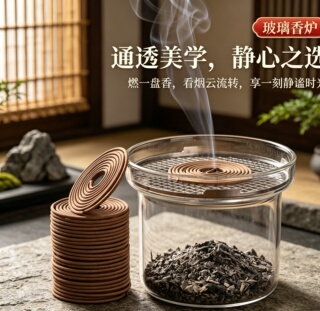 高温玻璃复古香薰炉檀香沉香盘香炉炉子家用香薰炉室内打香篆香炉