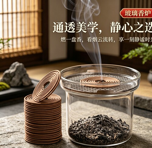 高温玻璃复古香薰炉檀香沉香盘香炉炉子家用香薰炉室内打香篆香炉
