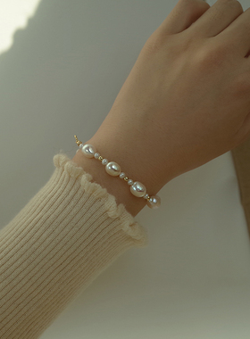 轻奢小众天然巴洛克珍珠手链女
