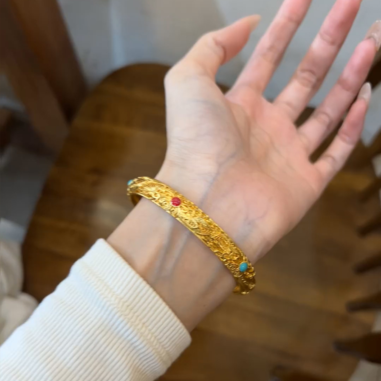 皇后花丝沙金手镯太后黄金色镯子闭口琳琅钱币新中式金店同款首饰,饰品/流行首饰/时尚饰品新,手镯,淘宝优惠券,粉丝福利购,淘宝优惠卷