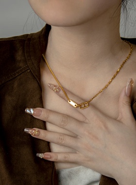 猪鼻子项链古法沙金女款锁骨链