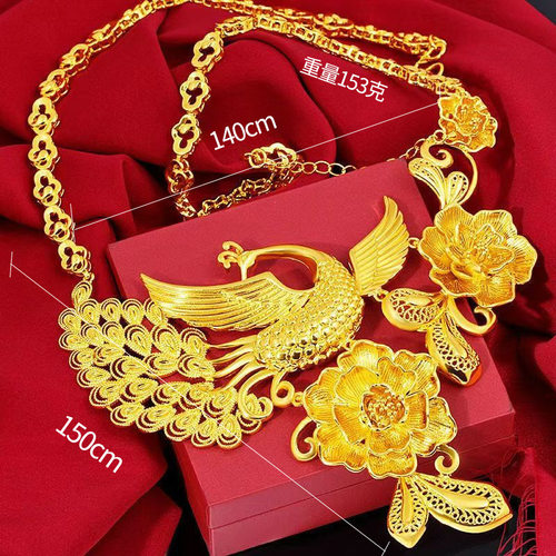 金店橱窗展示孔雀凤凰项链礼盒套装道具真黄金不掉色金店同款婚庆
