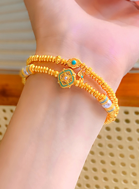 古法冰蓝花丝珐琅四合如意手链女