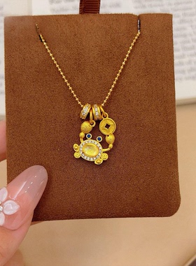 手到钱来古法沙金黄金色项链