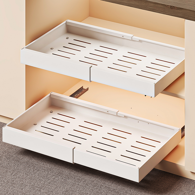 爆款免安装橱柜改造抽拉置物架