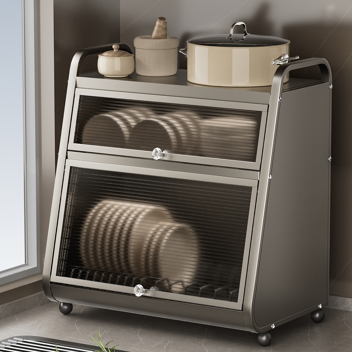 【密封款】台面碗碟沥水收纳架