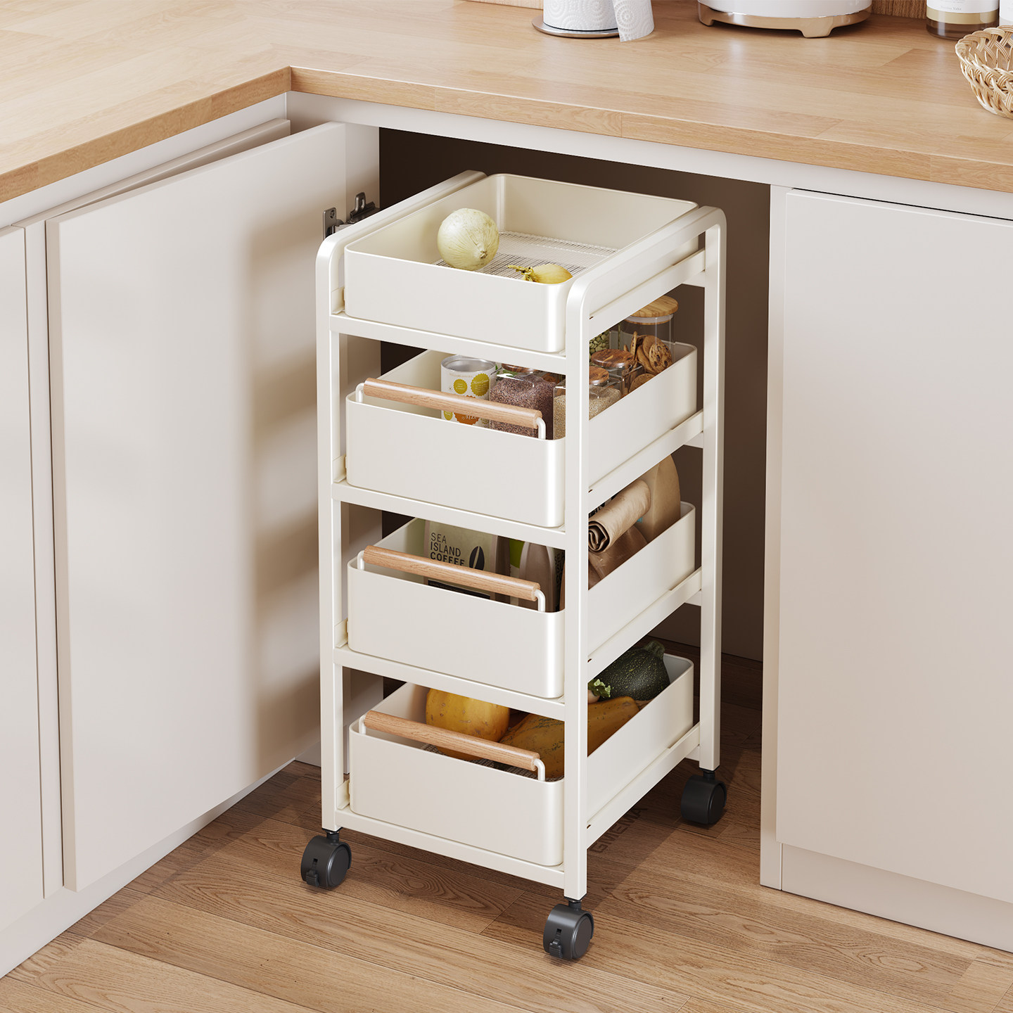 家居小推车厨房置物架蔬菜推车零食收纳多层落地菜篮子多功能推车,厨房/烹饪用具,厨房置物架/置物柜/角架,淘宝优惠券,粉丝福利购,淘宝优惠卷