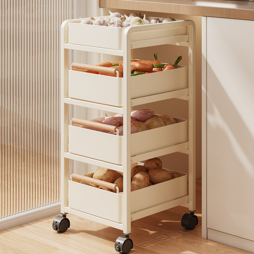 适配【原木风】厨房多层小推车